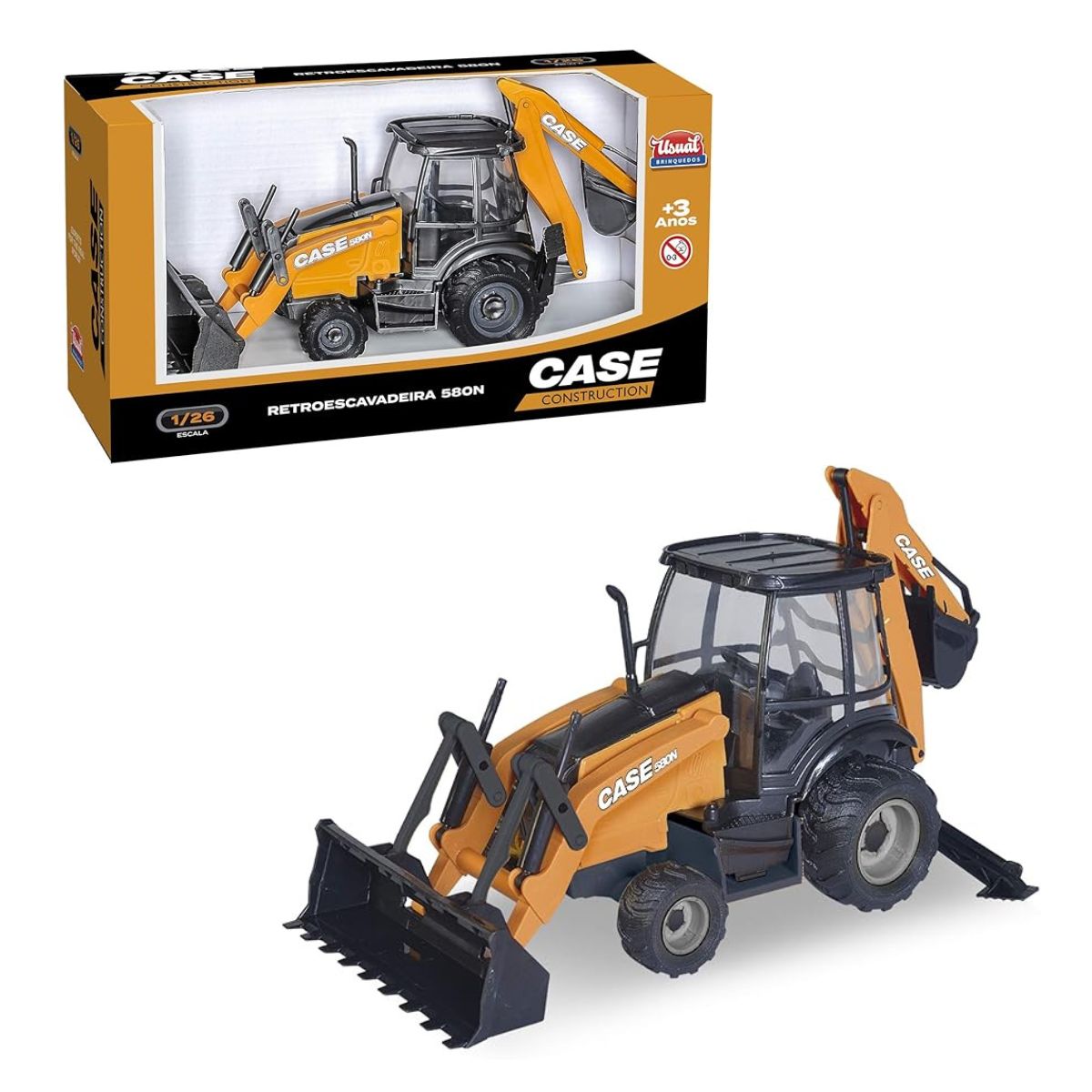 Brinquedo Retroescavadeira 580n Case Construction - Usual Brinquedo Retroescavadeira 580n Case Construction - Usual